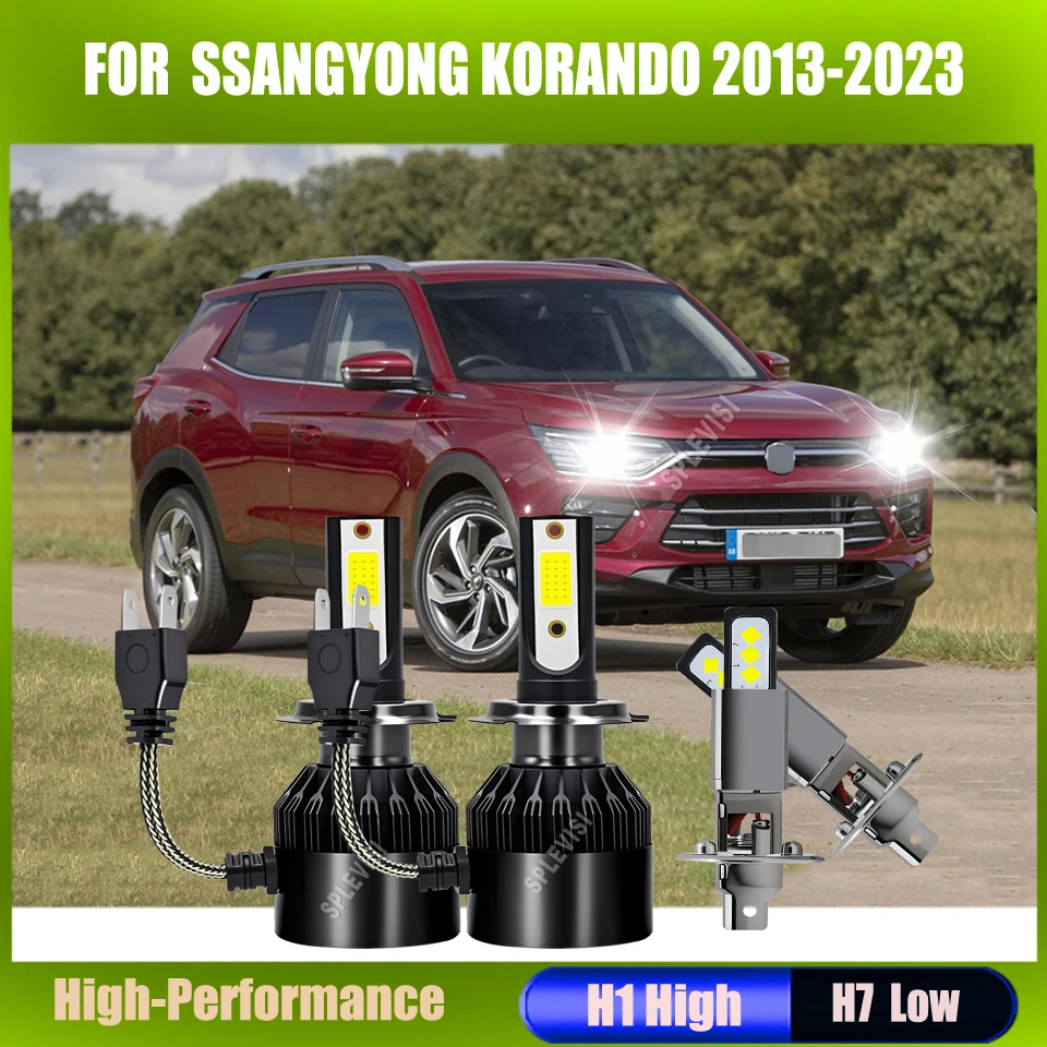 

H7 H1 60W 6500K LED Headlight Bulbs -Standard Size Halogen Replacement For SSANGYONG KORANDO 2013 2014 2015 2016 2017 2018-2023