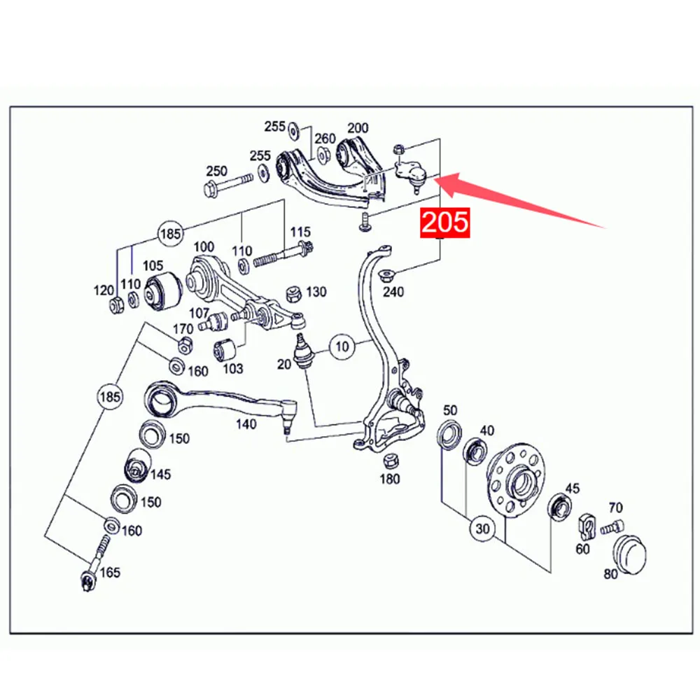 2 قطعة نهاية قضيب التعادل العلوي لمرسيدس بنز SL الفئة R230 E W211 CLS C219 2113309907   2001-2012 ملحقات وصلة كروية