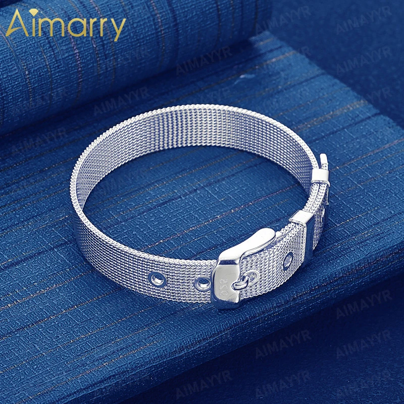 925 Sterling Silver Niche Belt Buckle Mesh Bracelet Women's Party Banquet Engagement Wedding High-quality Fashion Jewelry