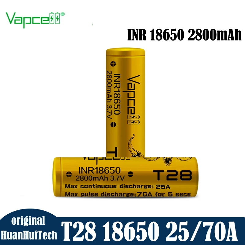 High Power Cell Vapcell 18650 LI ION Battery Vapcell INR 18650 T28 2800mAh 25A/70A 3.7V High Discharge Rechargeable Batteries