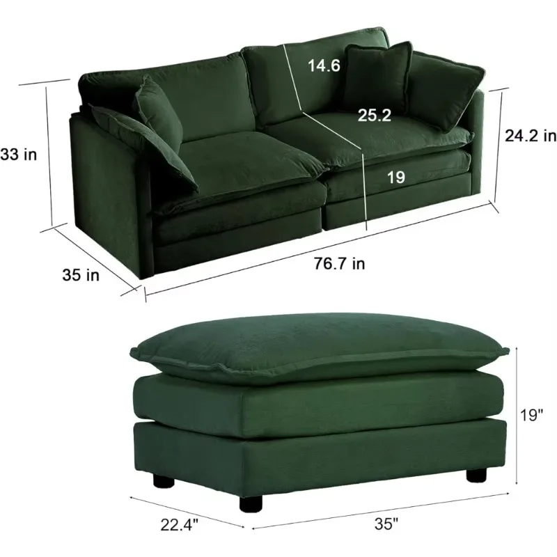 Deep Seat Combination Sofa Cloud Sofa, 76.7 