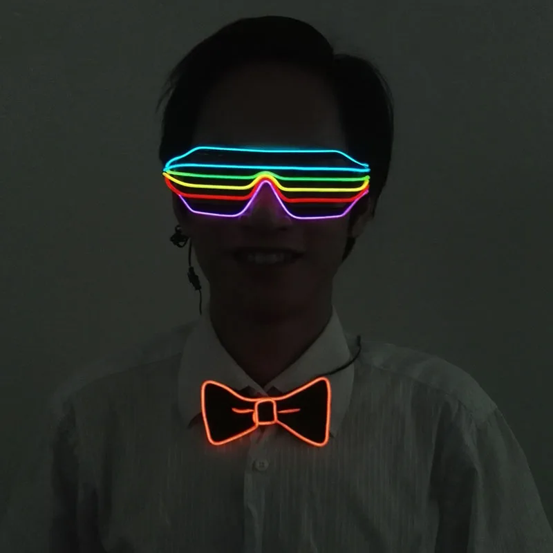 

Модные светящиеся очки на Хэллоуин, смешанные цвета, светящиеся очки для музыки, бара, светодиодные светящиеся очки, реквизит для танцевальных шоу