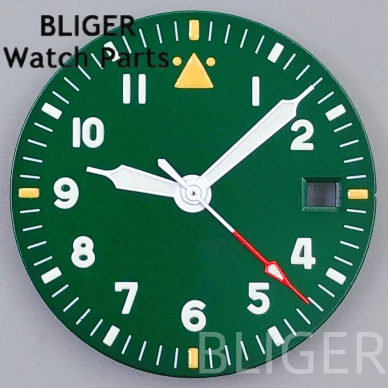 BLIGER 29 мм NH34 NH35 NH36 ETA2824 PT5000 Черный Белый Зеленый Синий Стерильные Пилотные Часы Циферблат Стрелки Светящиеся Часы Мод Аксессуары