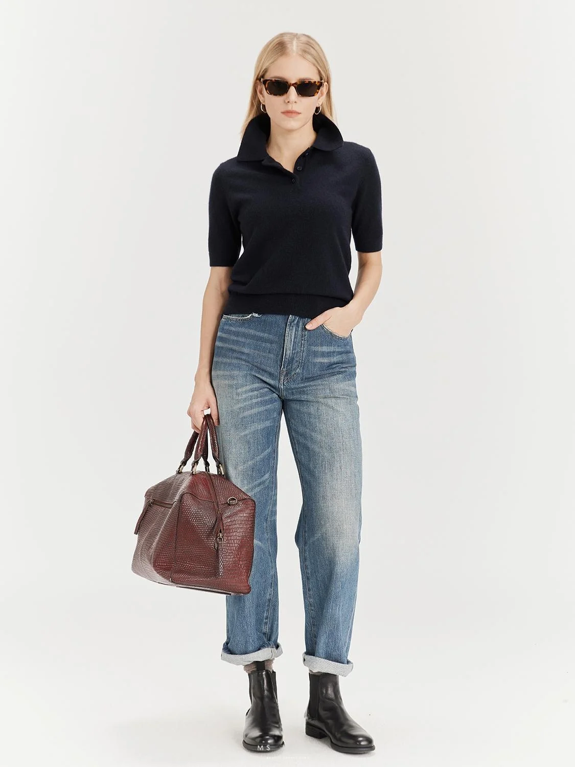 

Женский топ MsDidion Autumn Winter из мягкой, объемной шерсти Island Wool 226S Camere, прямого кроя, с коротким рукавом