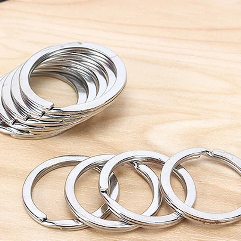 20/100pcs 25/30mm Stainless Steel Key Rings Round Flat Line Split Rings Keyring for Jewelry Making Polished Keychain DIY Finding
