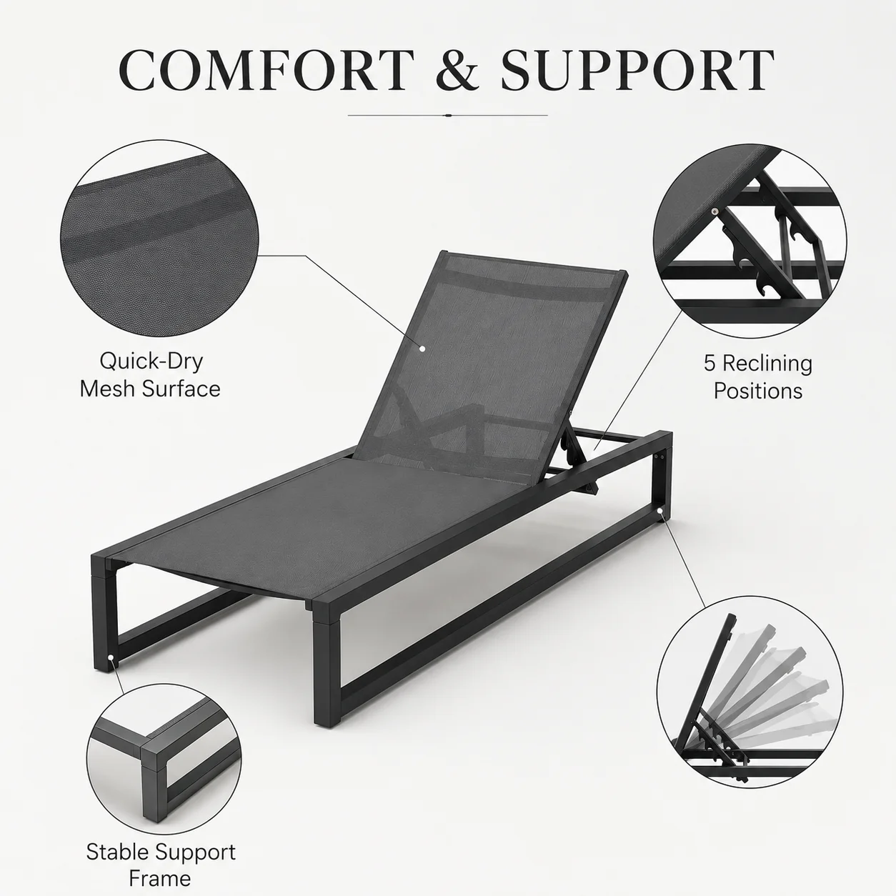 Set of 2 Outdoor Chaise Lounge - Outdoor Furniture Recliner Set 评论和价格
