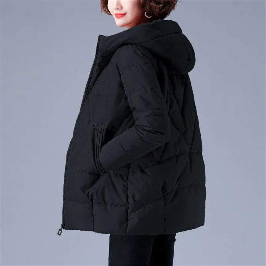 Winter Warm Big Size 4xl Hooded Parkas Coats Women Loose Mid Length Down Cotton Overcoats Thicken Chaqueta Snow Wear Jackets