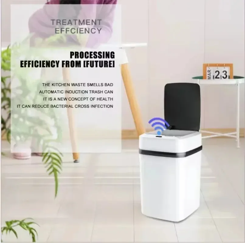 Cubo de basura inteligente de 13L, cubo de basura de reciclaje con Sensor automático, cubo de basura eléctrico, papelera impermeable para cocina y baño