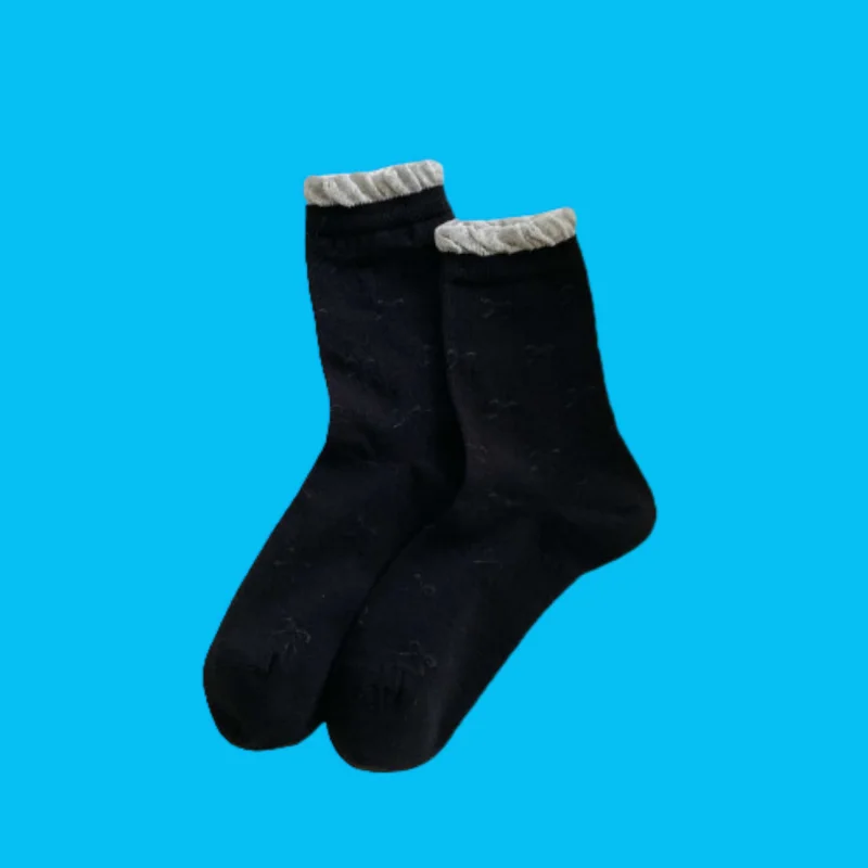 1/3 Pairs Breathable Solid Color Simple Socks Hollow Bowknot Bubble Mouth Boneless Fresh All-match Stacked Socks Cotton Socks