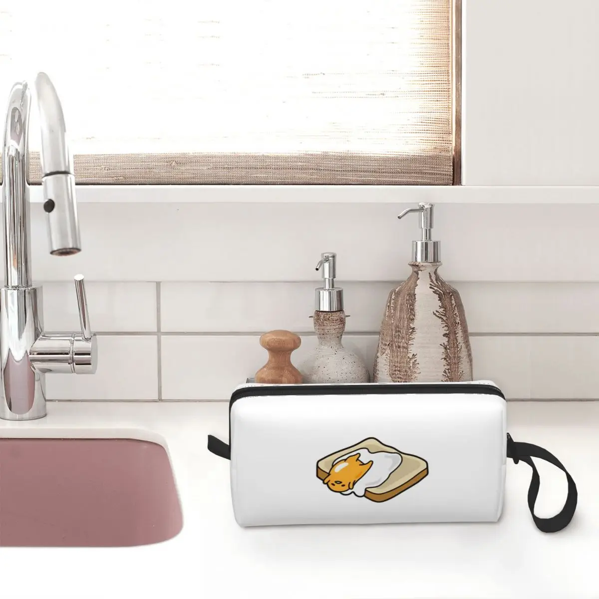 Gudetama Everyday Is A Lazy Day Large Makeup Bag Zipper Pouch Travel Cosmetic Bags Portable Toiletry Bag for Unisex