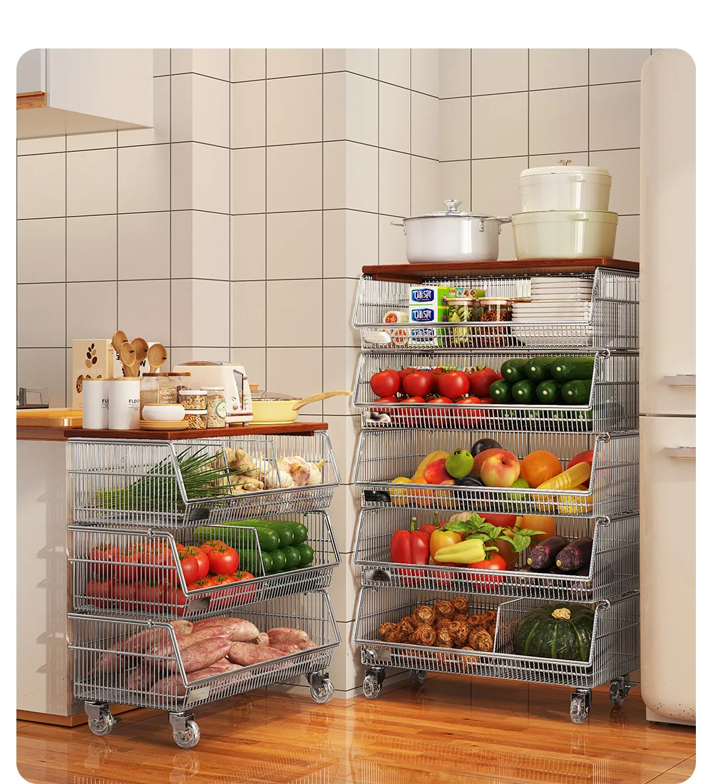 

Hxl cart vegetable storage rack kitchen floor-standing multi-layer snack fruit storage rack