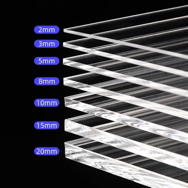 ความโปร่งใสสูงอะคริลิคโปร่งใสพลาสติกโปร่งใสแก้วอินทรีย์ Board Diy Handmade วัสดุหนา 1-15 มม