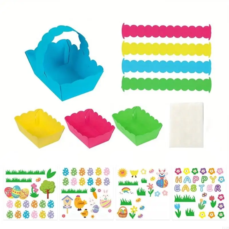 

Easter Basket Set For Children with 8 Nests Lovely Stickers Festival Craft Toy P31B