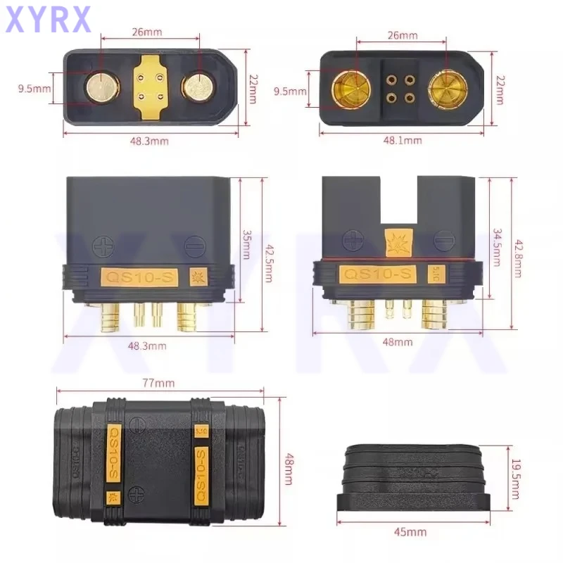 QS10-S Anti-ignition Male Female Carrier Model Aircraft Battery Plug Can Be Welded High Temperature and High Current Resistance