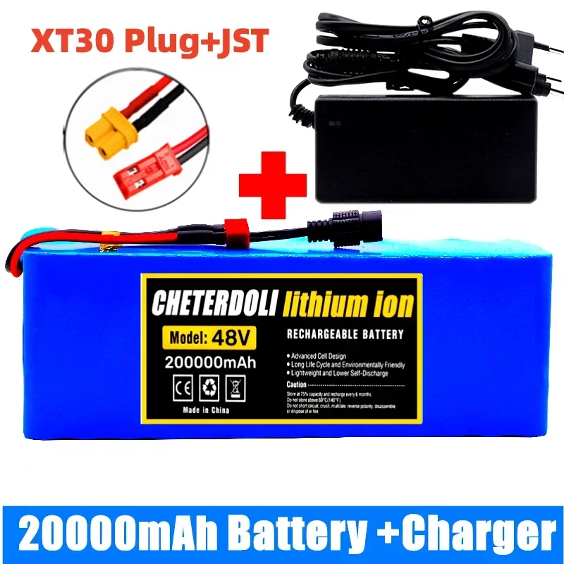 E-Bike Battery 48V 20Ah 18650 Lithium Ion Battery Pack 13S3P E-Bike Conversion Kit Bafang 1000W and 54.6V 2A Charger + XT60 Plug image 3