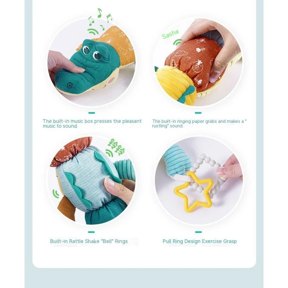 Jouet en peluche crocodiles pour bébé, jouet musical UNIS issant mentaires oriel, hochet pour nouveau-né et tout-petit, couleurs vives