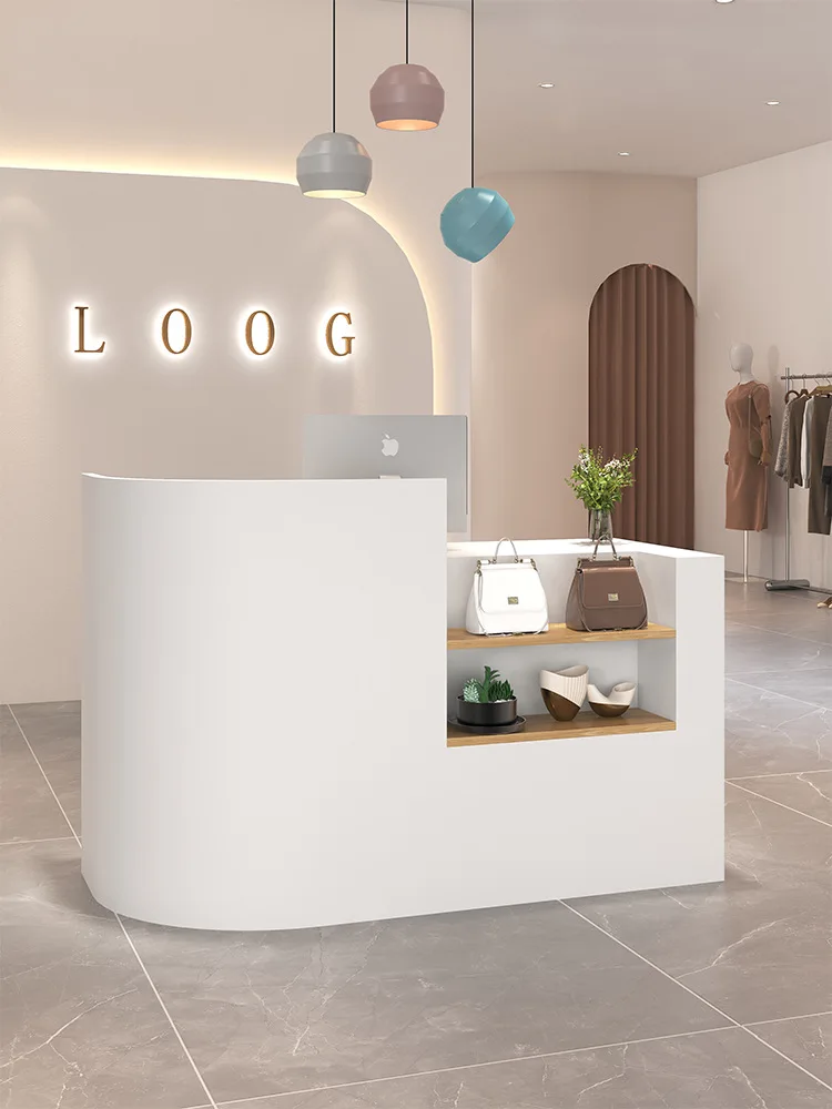 Clothing store checkout page store small beauty salon counter simple modern women's clothing bar barber shop pure white paint