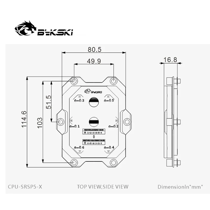 Bykski CPU-SRSP5-X AMD SP5 CPU Waterblock Server AI Coud Computing Water Cooling 0.3mm Waterway Full Metal