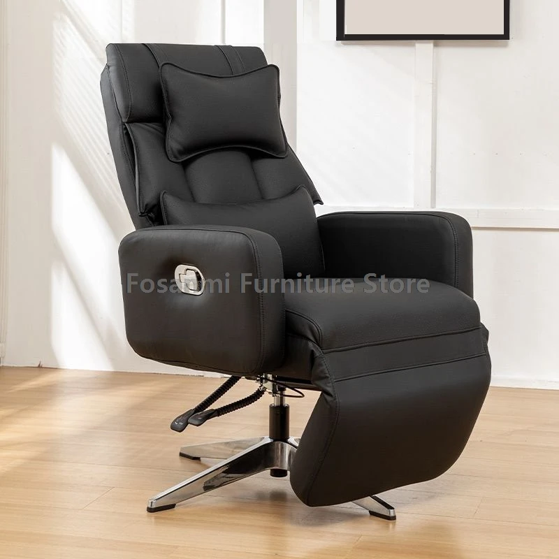 

Modern Leather Boss Office Chair Comfort Home Computer Chairs with Soft Fixed Armrests Adjustable Thick Gaming Desk Swivel Chair