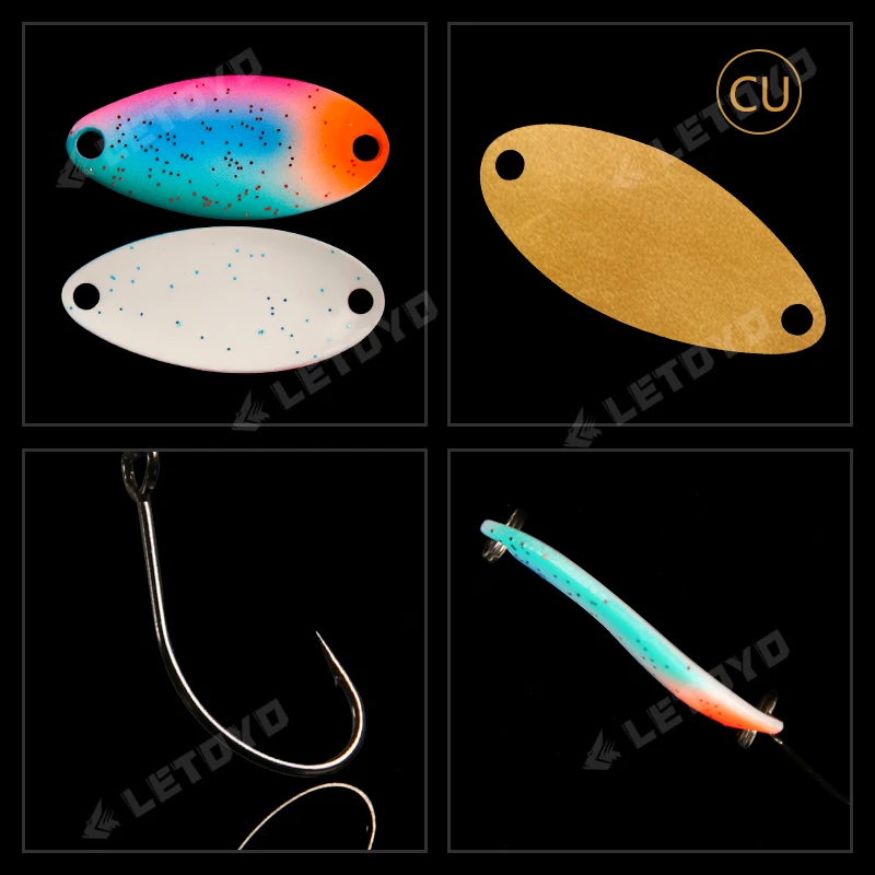 LETOYO 3.5g 2.5g Spoon Fishing Lure Colorful UV Luminous Double Painted Spinner Baits Winter Trout Prech Fishing Lures