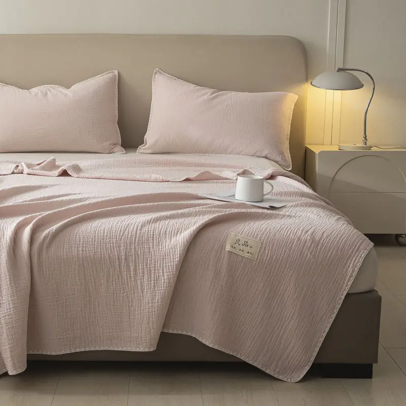 5 طبقة بطانية من الموسلين للكبار الملك الملكة حجم طقم سرير القطن الصيف رمي بطانية للأريكة المفرش السرير لحاف 150x100 #4