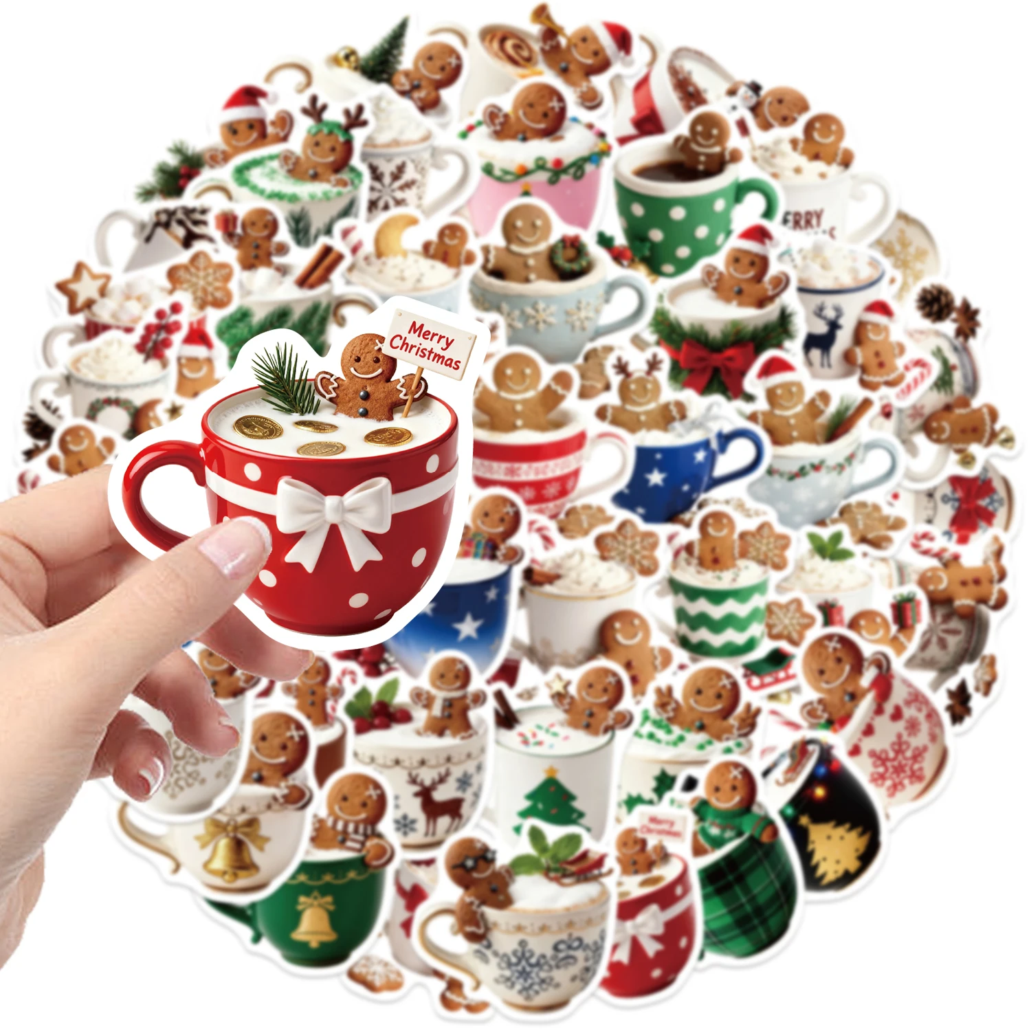 50 Stück Weihnachten Kaffee Graffiti Aufkleber für Scrapbooking Notebook Telefon Laptop Koffer Wasserflasche Reisegepäck