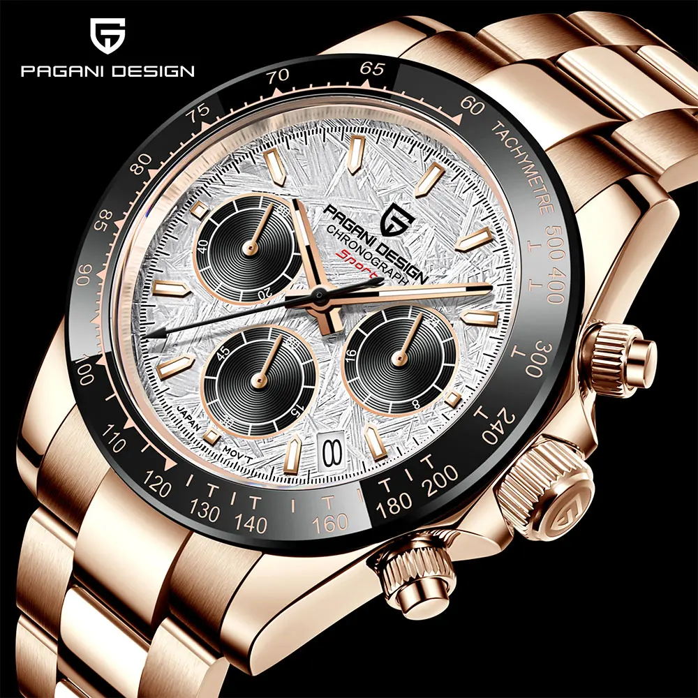 PAGANI DESIGN Neue Herren Quarzuhr Business Armbanduhr Chronograph 40mm Herrenuhren VK63 Wasserdichte Armbanduhr Herren Geschenk PD-1644