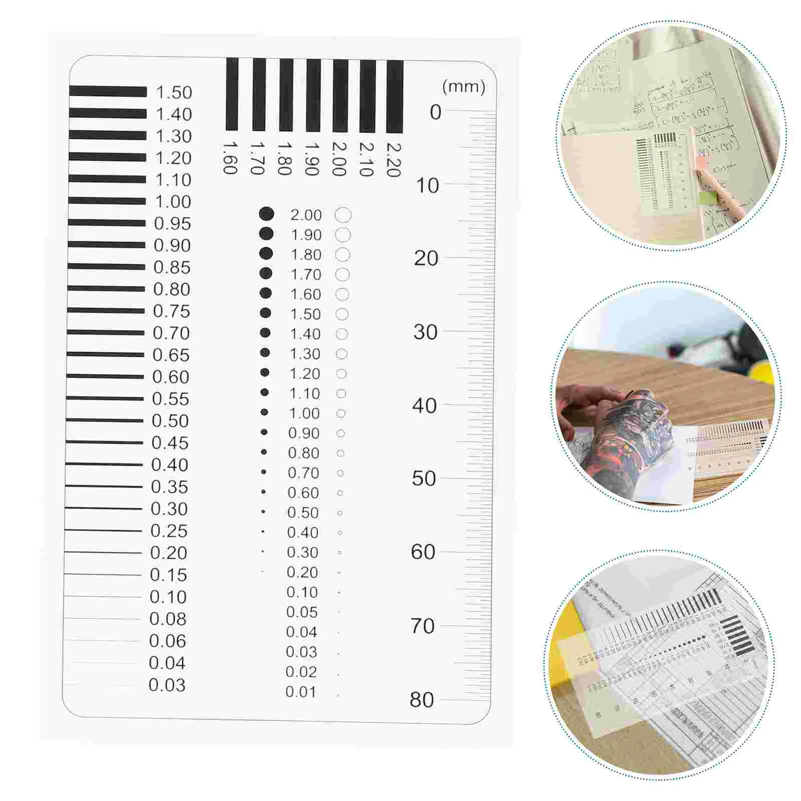 

High Precision Badge Gauge Transparent Ruler Detection Tool Line Projection Instrument Chart Measuring Mm Inches Plastic