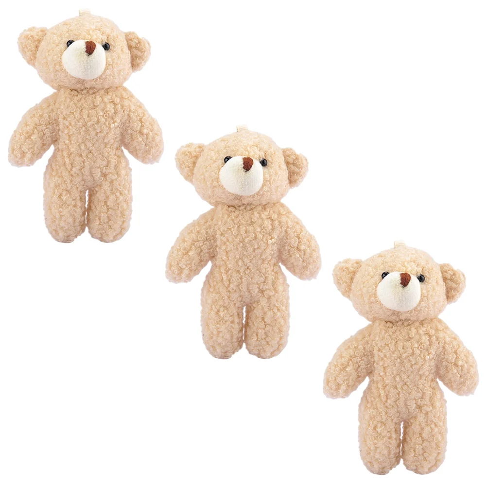 

3 Pcs Key Chain Cartoon Pendant Rings Pendants Animal Ornament Pp Cotton Hanging Decors Child Plush Bag