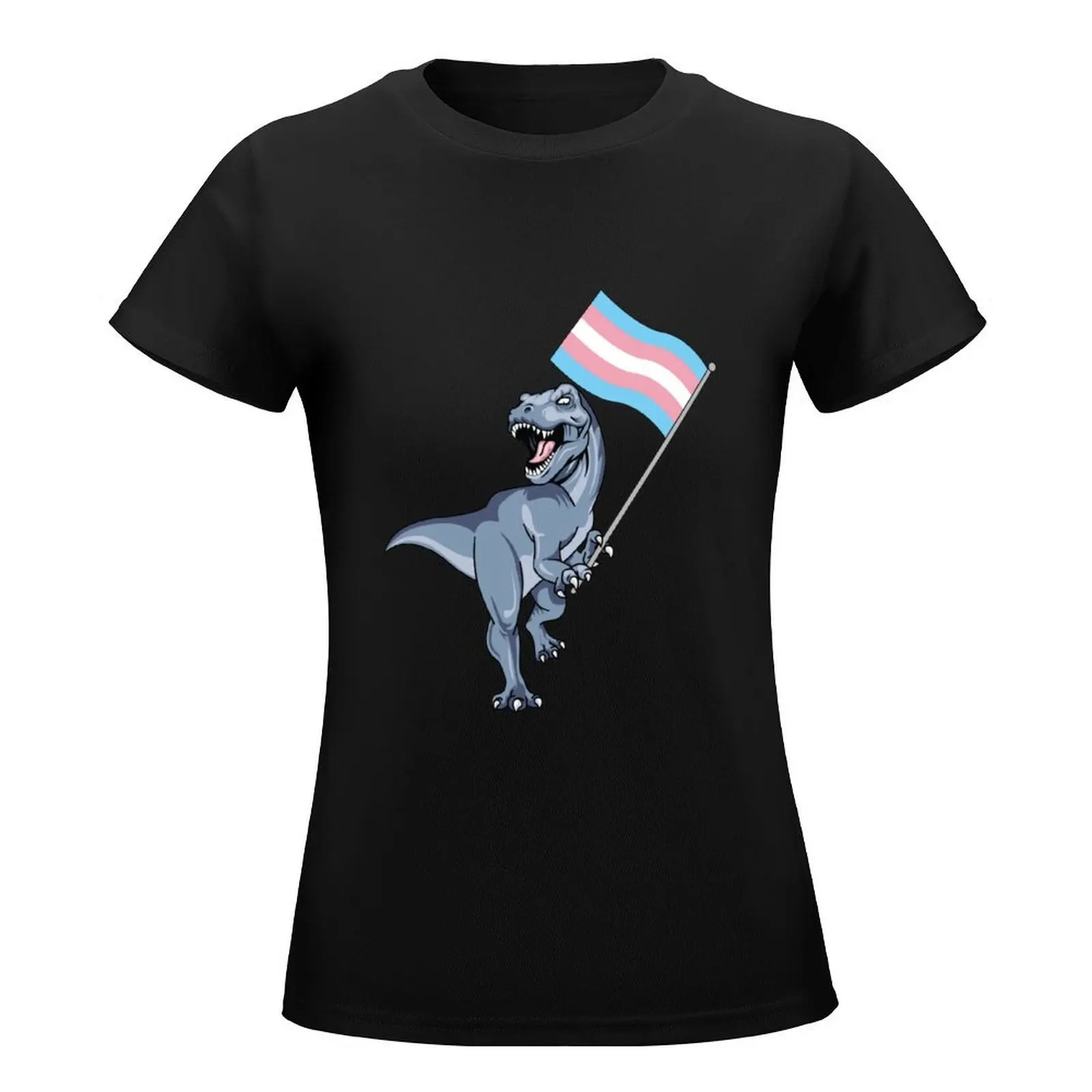 Trans Dinosaur Pride Flag LBGT+ Gay Lesbian T-Rex Rainbow T-Shirt sublime anime plus size t shirts for Women loose fit