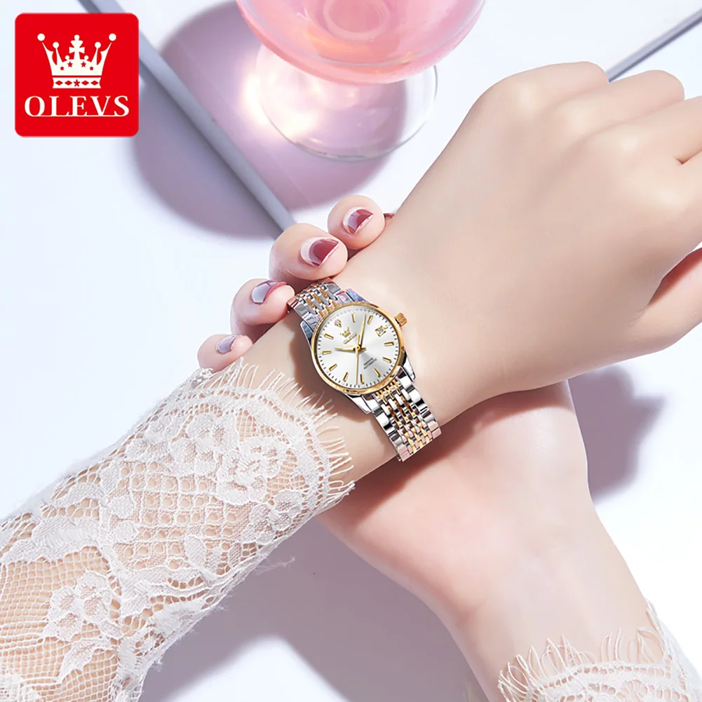 OLEVS 6635 Women\'s Watch Top Luxury Brand Calendar Diamond Waterproof Automatic Mechanical Watch Original Elegant Women\'s Watch