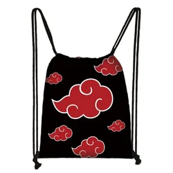 Hot New Anime Naruto Uchiha Sasuke Akatsuki Sharingan Cartoon Drawstring Bag Children's Portable Backpack Toys Gift