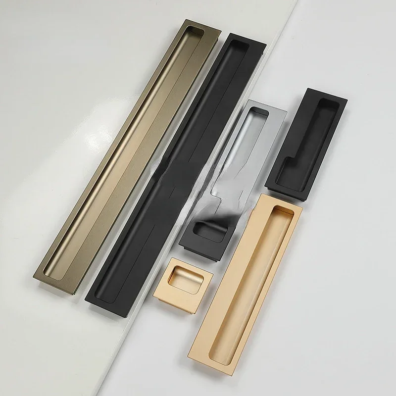 Black/ Gray/ Gold Embedded Stealth Door Handle Slotted Drawer Cupboard Wardrobe Hidden Door Handles Sliding Door Pull