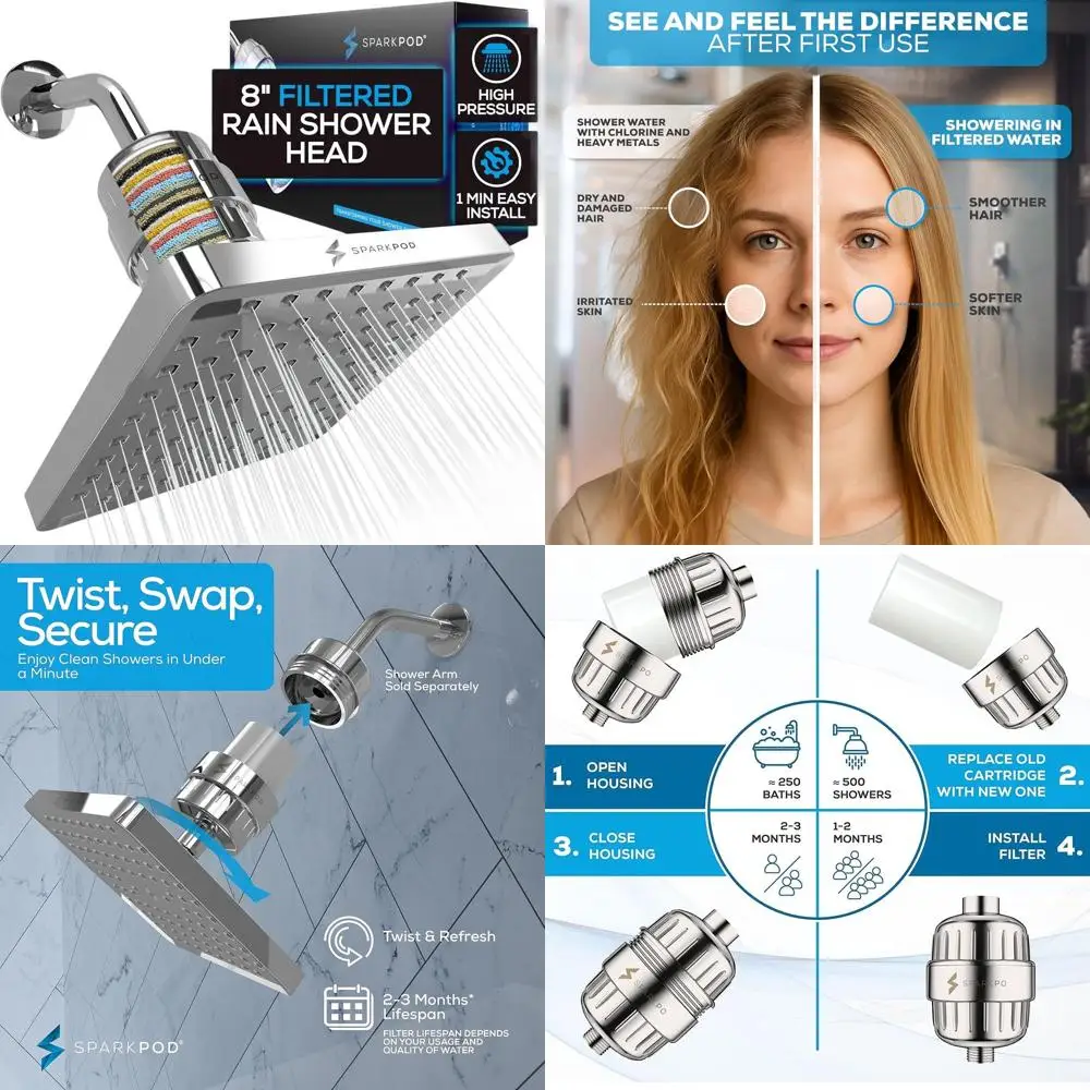 

Premium 23-Stage Shower Filter System - Removes Chlorine & Metals - High-Pressure Polished Chrome Shower Head
