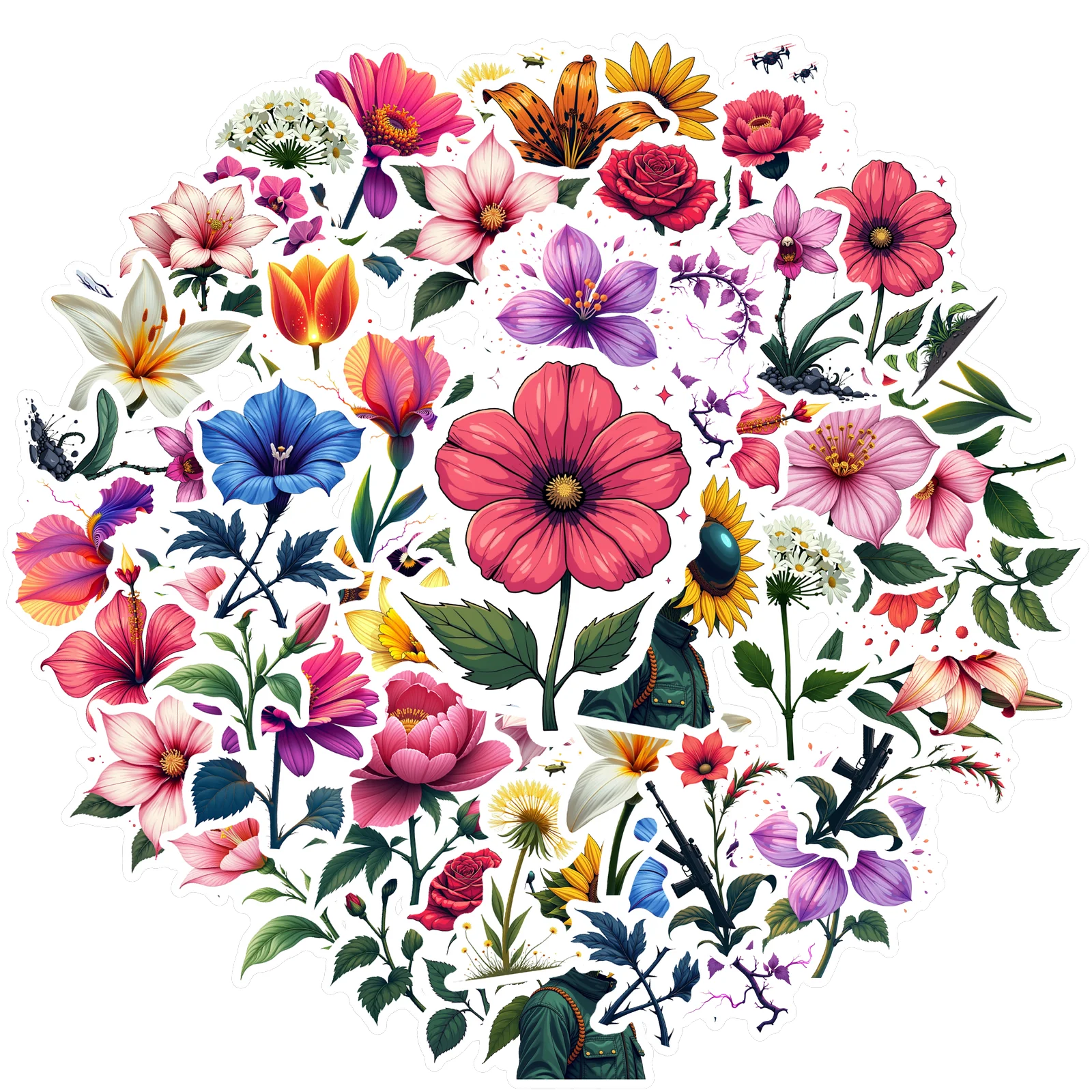 35pcs-100pcs Realistic Stickers Delicate Botanical Stickers DIY Stickers For Laptop Motorcycle Luggage Phone Notebook Luggage