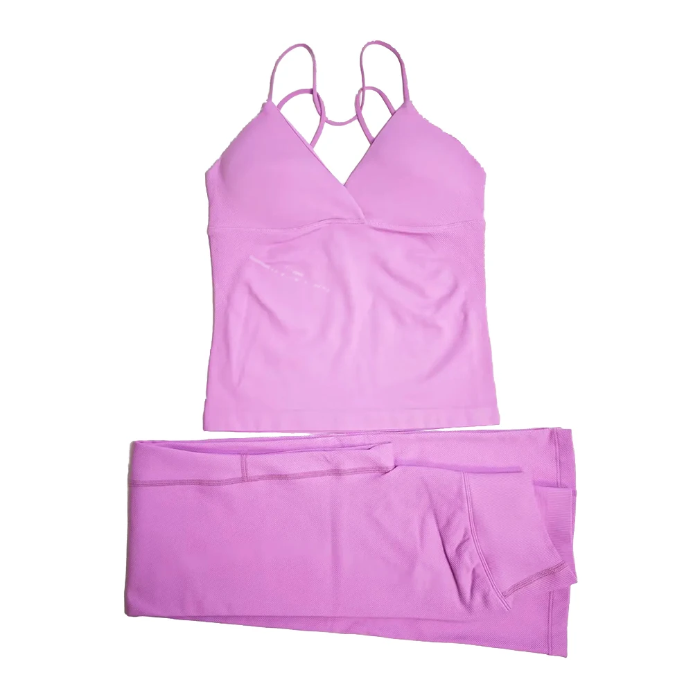 Vision Twist Front Longline Top and Vision Flares Leggings 2 Pieces Yoga Set Wo…