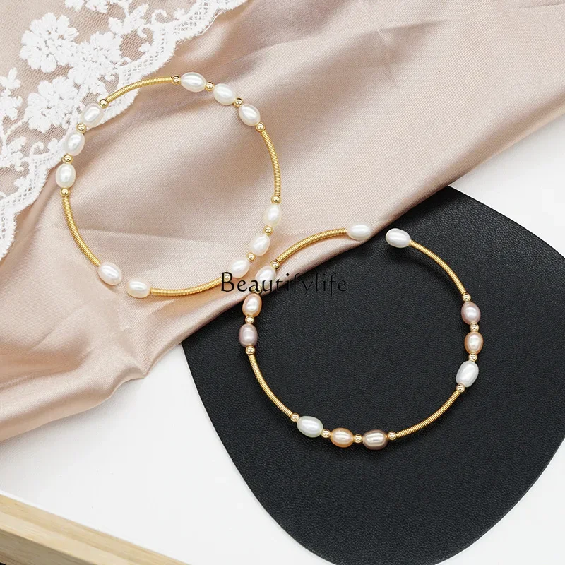 

14K gold injection exquisite freshwater pearl bracelet bracelet, versatile.