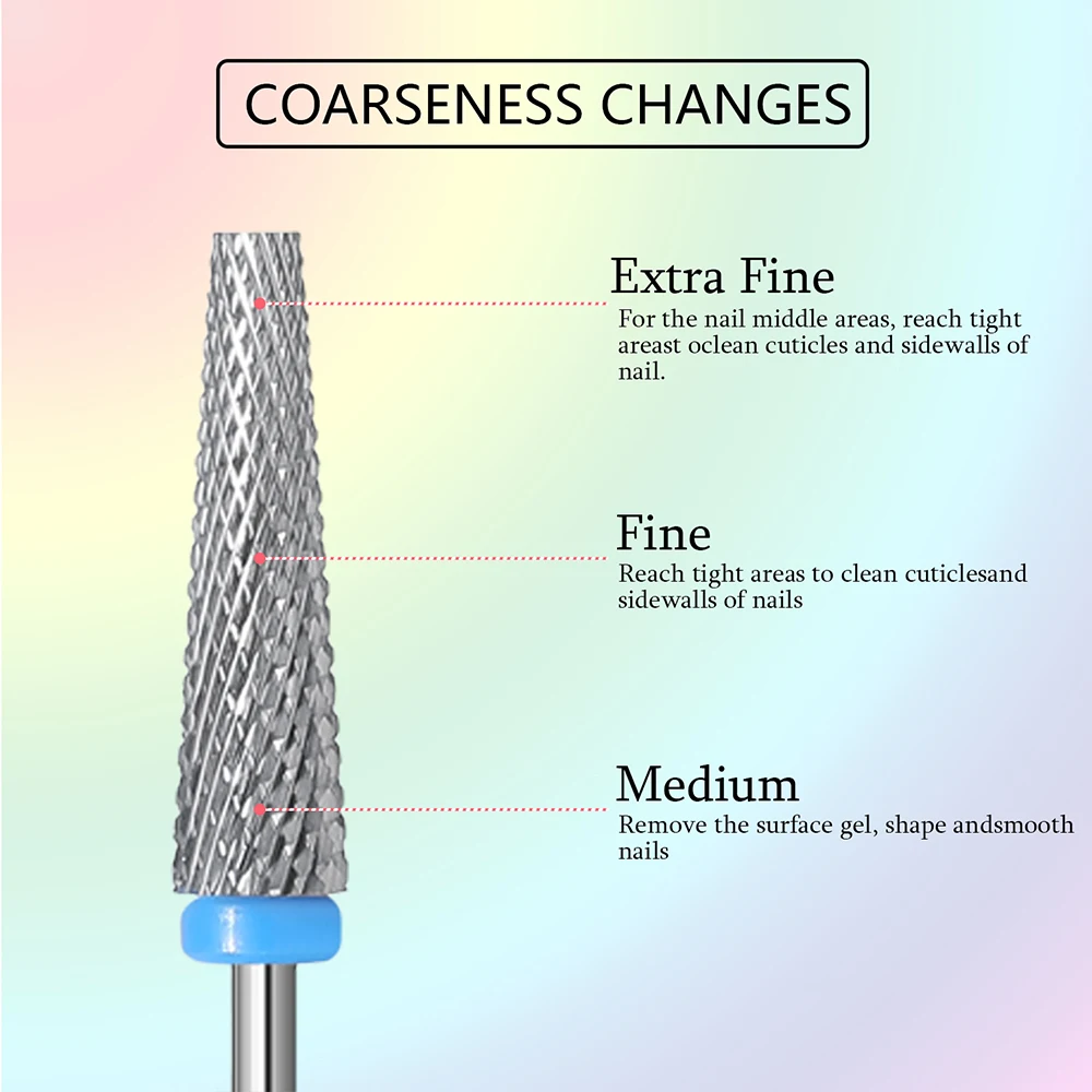 Super Long Flute Serie-Nail drill bits Gold Nail 7.0mm 5 in 1 Bits (Cross Cut)  Remove gel carbide Manicure tool accessories