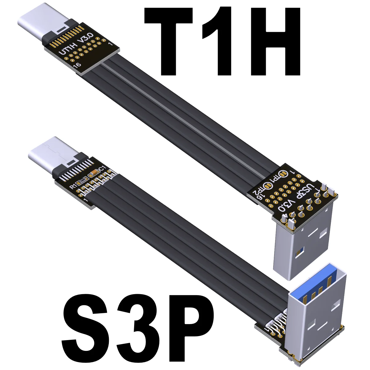 هوائي FPV PTZ USB 3.1 Type-A ذكر إلى Type-C أنثى كابل شريط مسطح مرن 90 درجة FFC كابل 10Gbps للكاميرا بدون طيار