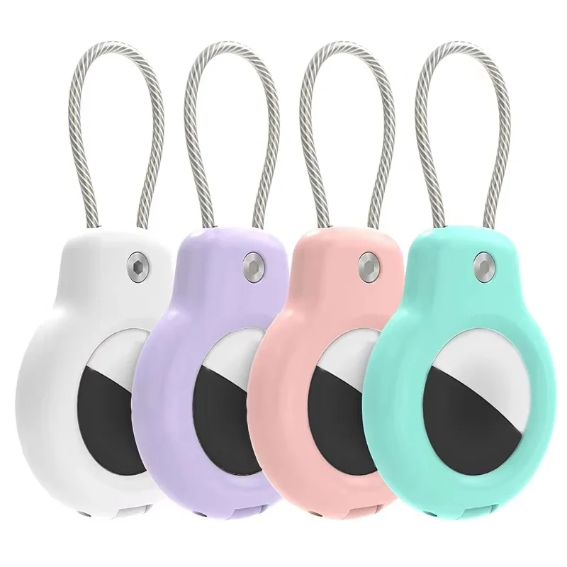 For Apple Airtag Case Plastics Holder Anti-Loss Keychain With Steel Cable For Pets Collar Backpack Luggage Car Tag GPS Tracking