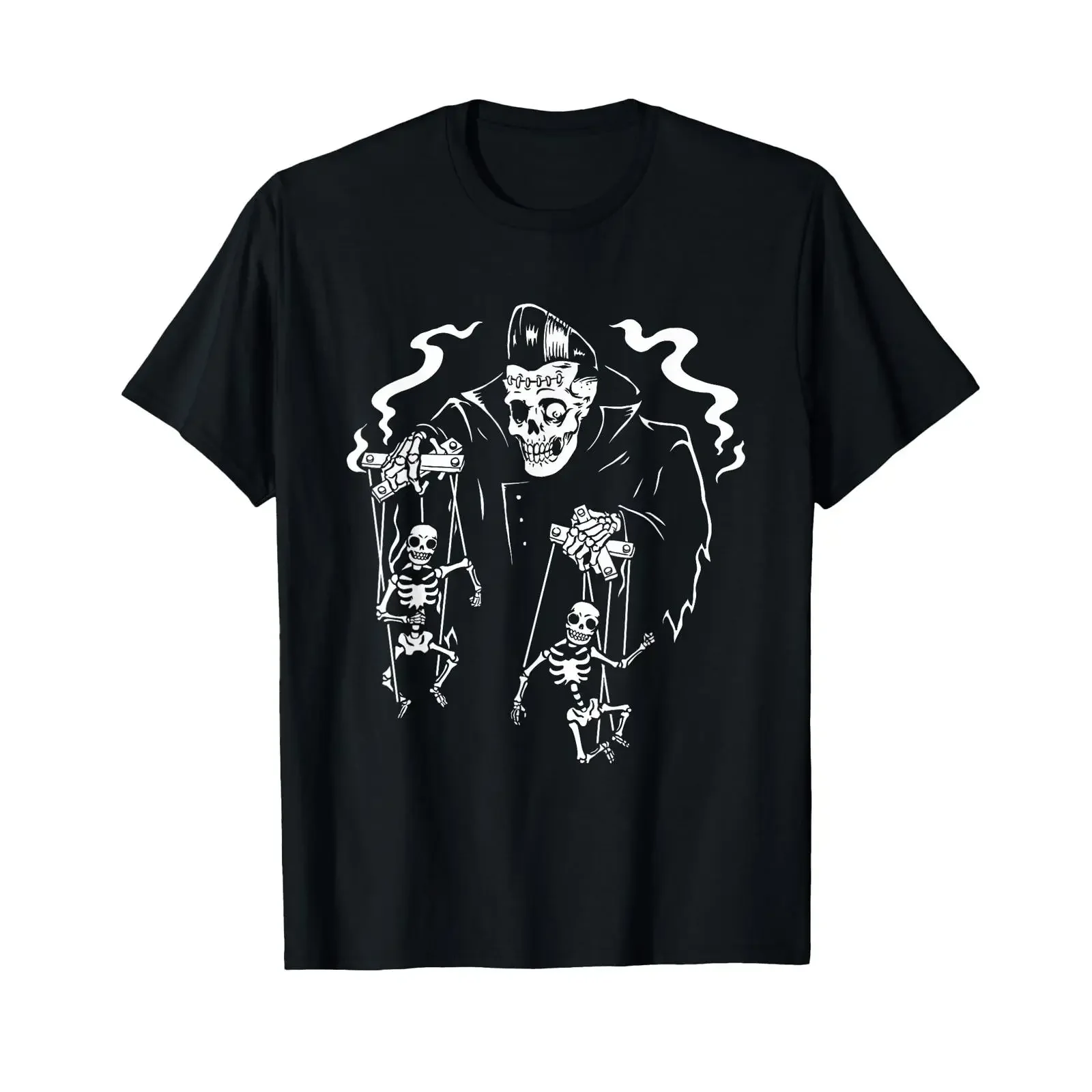 Psychobilly Horror Punk Rock T Shirt HR Skeleton Puppets vintage Washed Comfortable graphic Top For Everyday Wear Stylish