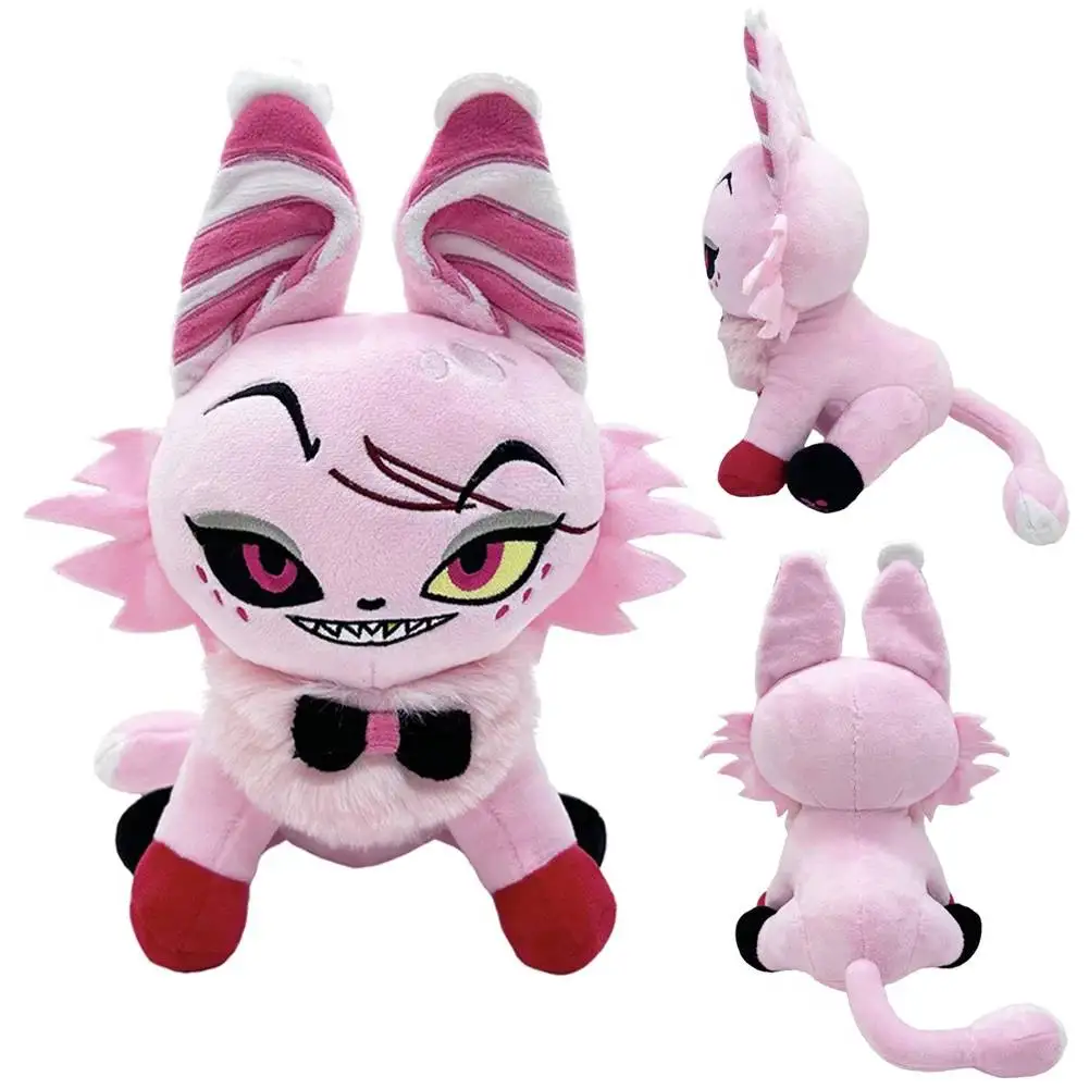 Cat Form Halloween Angel Dust Plush Plushies Anime Cartoon Hazbin Hell Inn Figurine Props Xmas Birthday Gift Soft Mascot