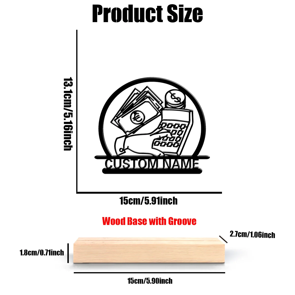 1 قطعة تماثيل معدنية مخصصة للمقتصاد المالي فن معدني مع قاعدة خشبية مع موضوع ذكر ، ديكور سطح المكتب