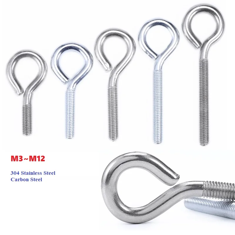 

304 Stainless Steel/Zinc Plated Goat Eye Closing Machine Tooth Screw Ring Screw Closed Hook Sheep Eye Screw M3 M4 M5 M6 M8M10M12