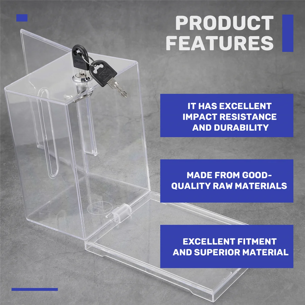 AT77 1 عبوة من صندوق التبرع الأكريليك مع قفل، صندوق الاقتراع الشفاف مع حامل اللافتات، صندوق الاقتراحات لتركيب الصمامات