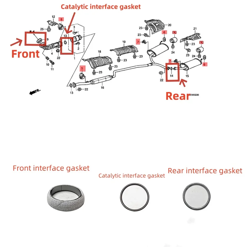 Front Middle Rear Exhaust Pipe Gasket Back-up Plate  Exhaust Pipe Interface Gasket For Honda Odyssey RB3 2009-2014