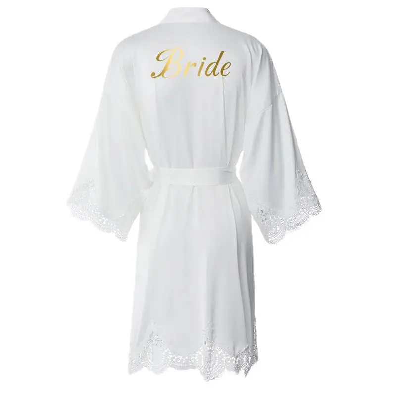 Nightgown Bridal Gown Robe Lace Short Long Sleeves Sexy Bridesmaid Sleep Dress Kimono Nightwear Home Clothes Loose Sleepwear