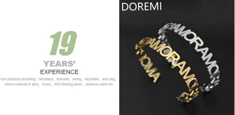 DOREMI Initial Letter Cuff Open Bangle Personalization Stainless Steel AMORE Custom Name Bangle