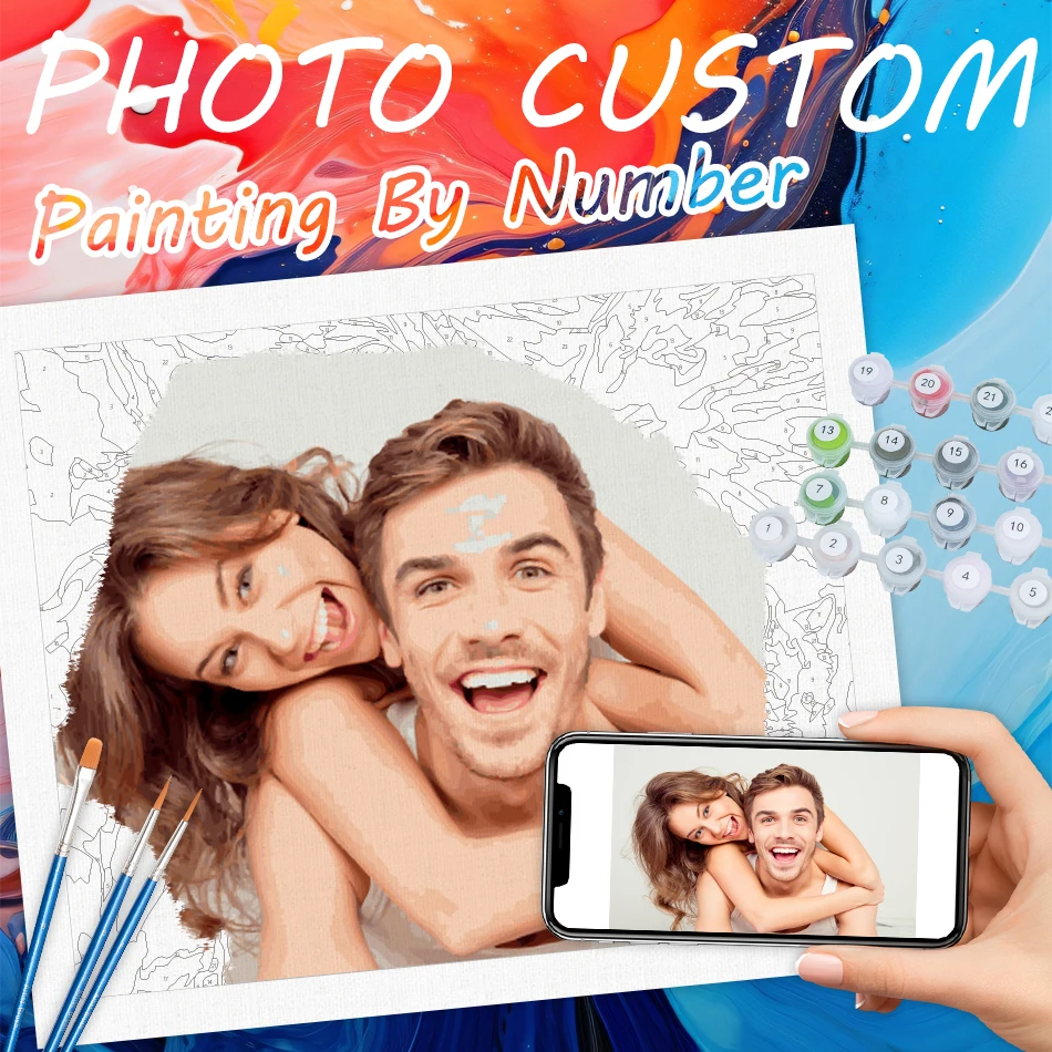 RUOPOTY 24/36/48 Colors Photo Custom Paint By Numbers Kits For Adults Photo Customization Diy Hand Drawn Coloring On Canvas Uniq