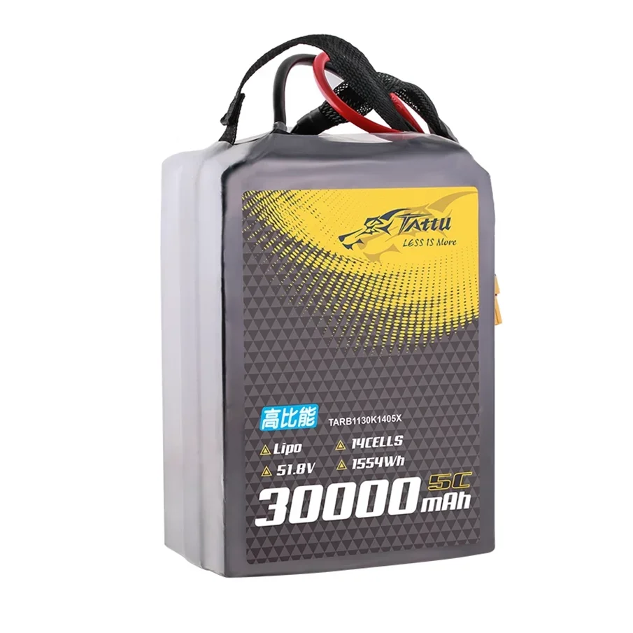 TATTU High-density Semi Solid State 14S 30000mAh 51.8V  12S  44.4V AS150U plug Lithium Batteries for Industrial UAV